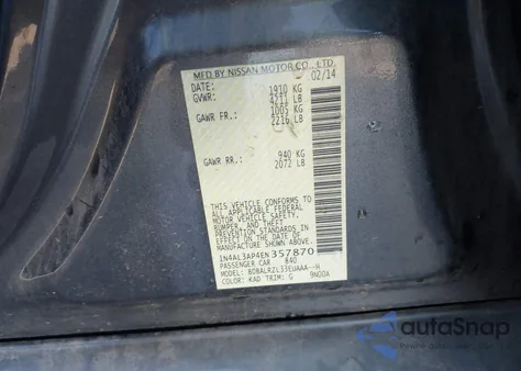 2014 Nissan Altima 2.5 S z USA, uszkodzony, nr VIN 1N4AL3AP4EN357870